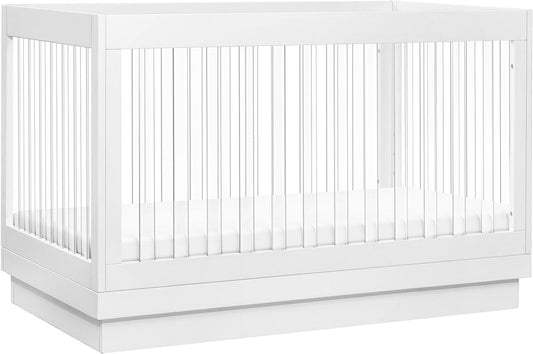 Babyletto Harlow Acrylic 3-in-1 Convertible Crib w/Toddler Bed Conversion Kit - White / Acrylic - M8601KW