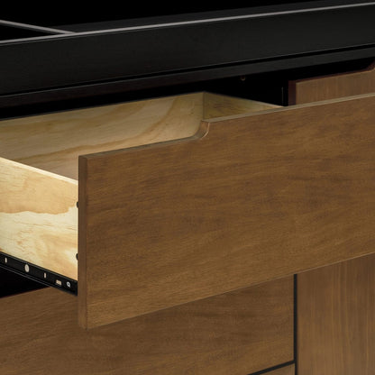 Babyletto Hudson 3-Drawer Changer Dresser, KD w/Removable Changing Tray - Black / Natural Walnut - M4223BNL