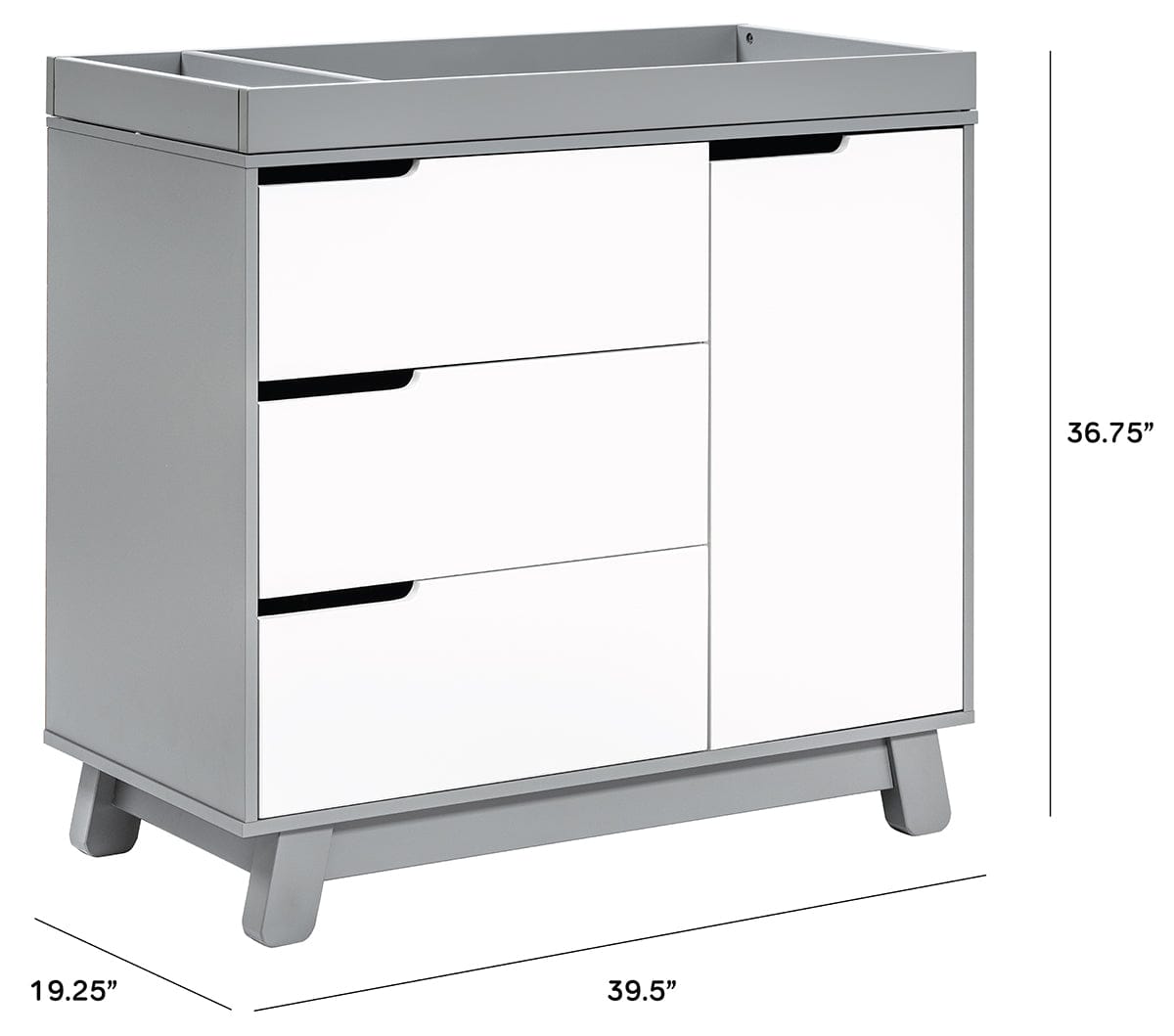 Babyletto Hudson 3-Drawer Changer Dresser, KD w/Removable Changing Tray in Grey/White - M4223GW