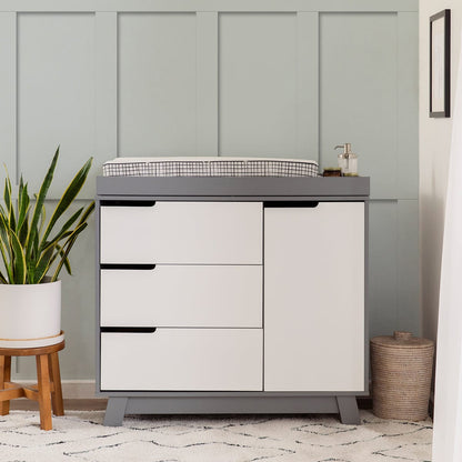 Babyletto Hudson 3-Drawer Changer Dresser, KD w/Removable Changing Tray in Grey/White - M4223GW