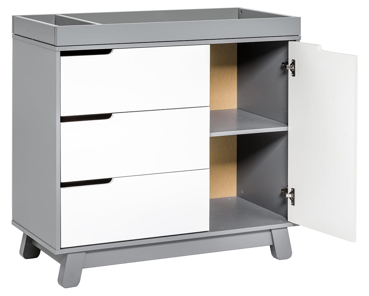 Babyletto Hudson 3-Drawer Changer Dresser, KD w/Removable Changing Tray in Grey/White - M4223GW