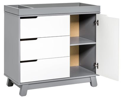 Babyletto Hudson 3-Drawer Changer Dresser, KD w/Removable Changing Tray in Grey/White - M4223GW