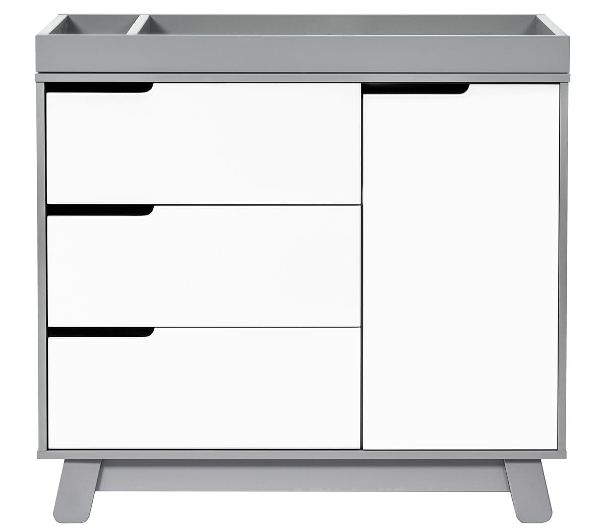 Babyletto Hudson 3-Drawer Changer Dresser, KD w/Removable Changing Tray in Grey/White - M4223GW