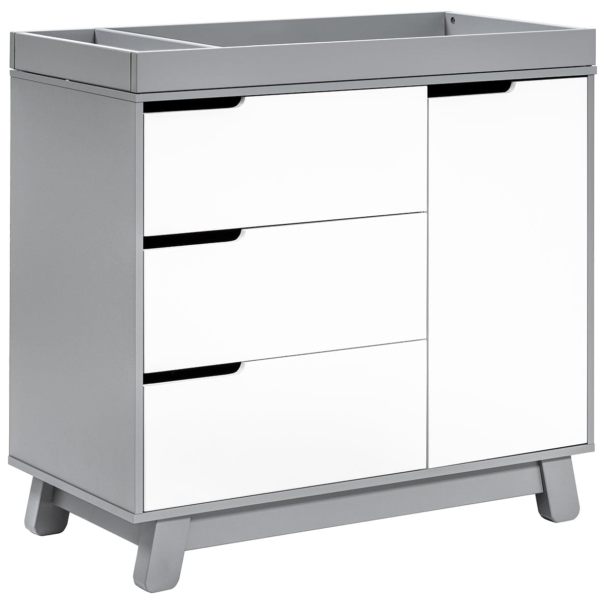 Babyletto Hudson 3-Drawer Changer Dresser, KD w/Removable Changing Tray in Grey/White - M4223GW