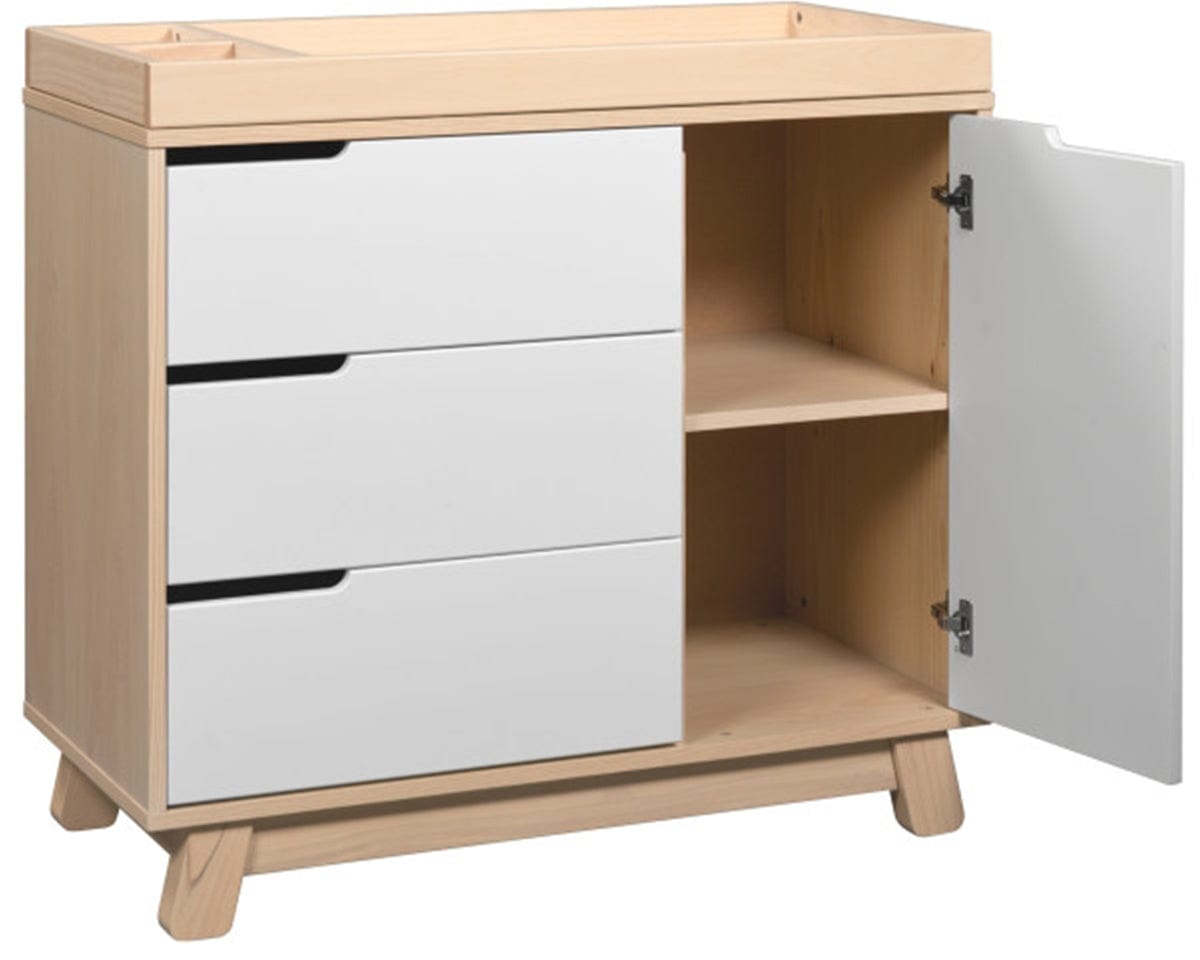 Babyletto Hudson 3-Drawer Changer Dresser, KD w/Removable Changing Tray in Washed Natural/White - M4223NXW