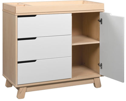 Babyletto Hudson 3-Drawer Changer Dresser, KD w/Removable Changing Tray in Washed Natural/White - M4223NXW