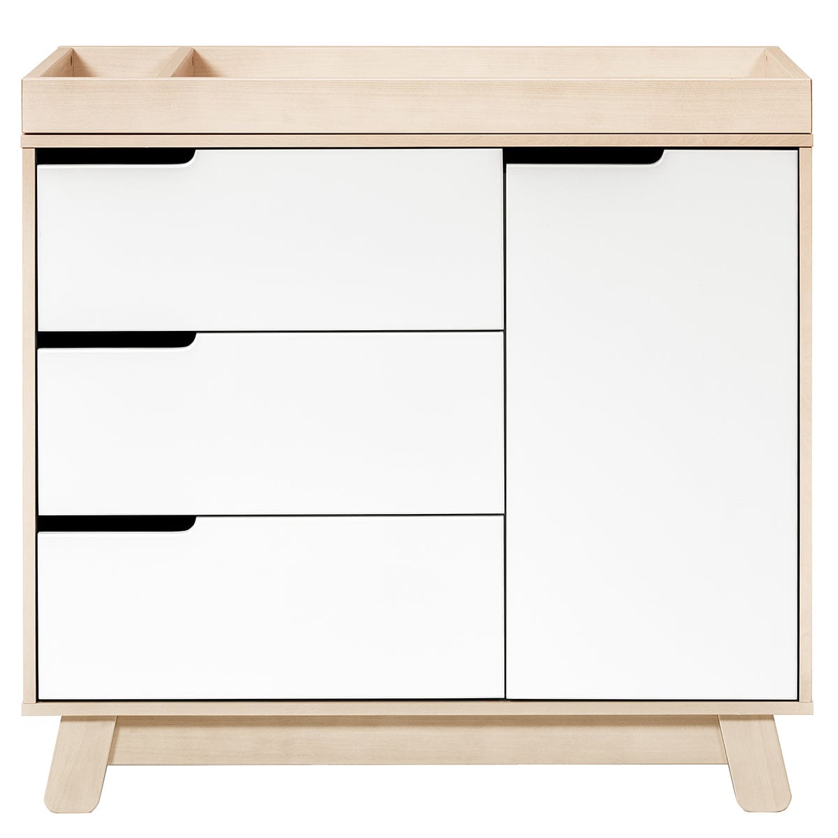 Babyletto Hudson 3-Drawer Changer Dresser, KD w/Removable Changing Tray in Washed Natural/White - M4223NXW