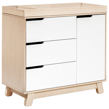 Babyletto Hudson 3-Drawer Changer Dresser, KD w/Removable Changing Tray in Washed Natural/White - M4223NXW