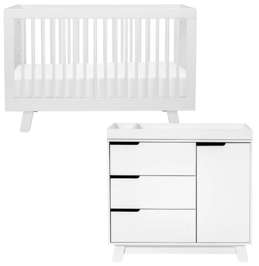 Babyletto Hudson 3-in-1 Convertible Crib + 3-Drawer Changer Dresser Bundle - White - M4201W-M4223W