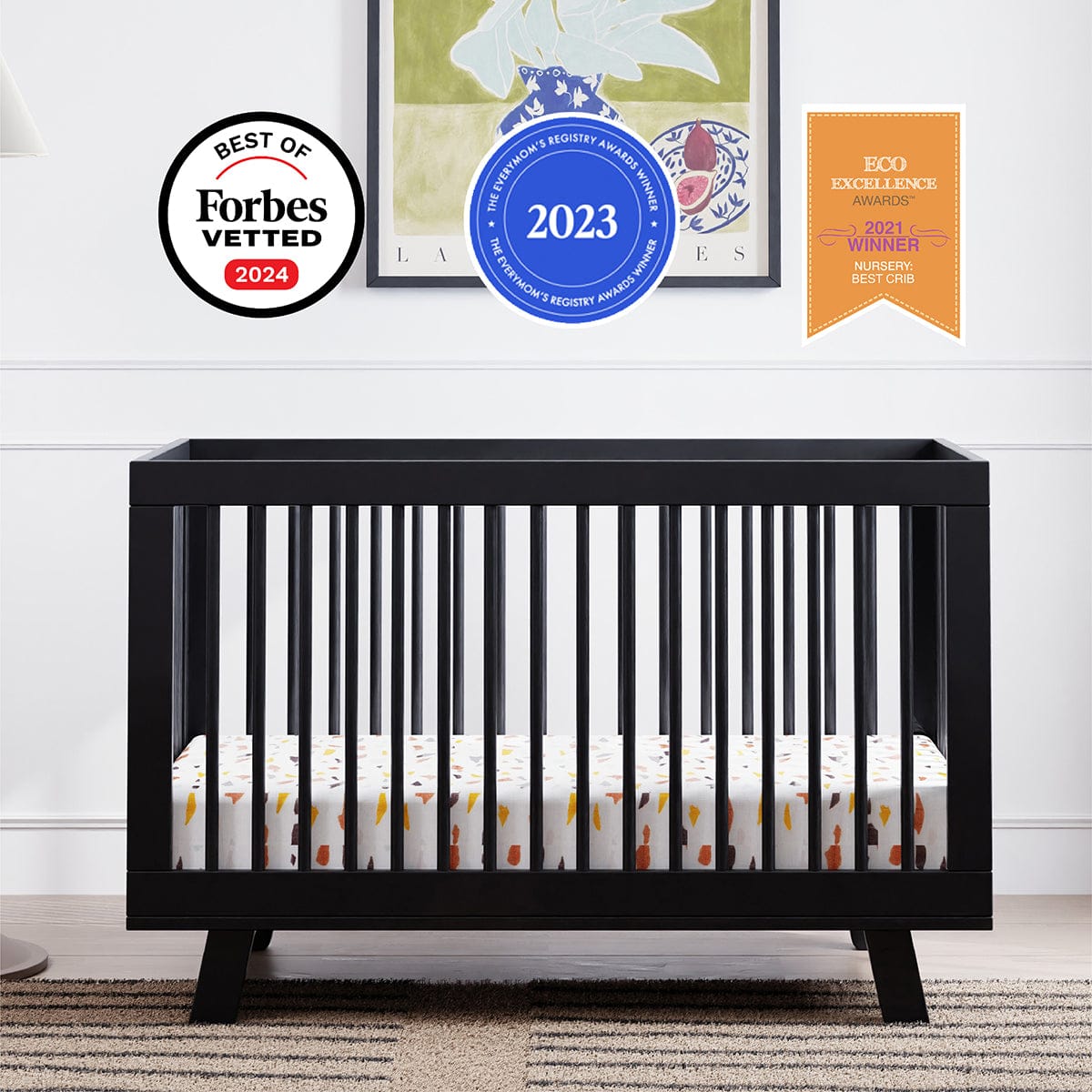 Babyletto Hudson 3-in-1 Convertible Crib with Toddler Bed Conversion Kit - Black - M4201B
