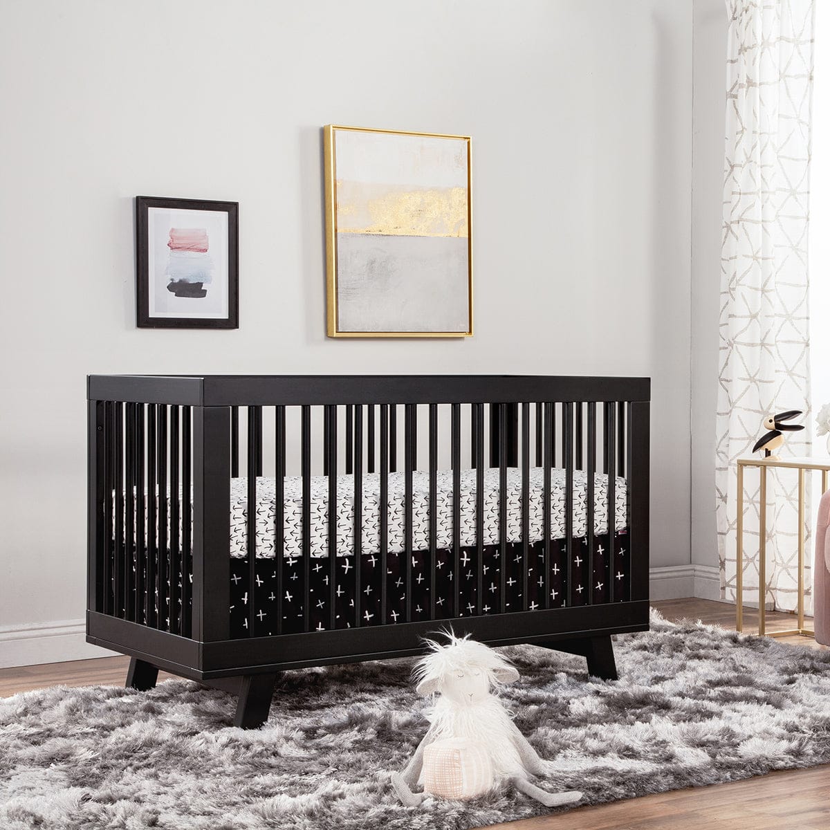 Babyletto Hudson 3-in-1 Convertible Crib with Toddler Bed Conversion Kit - Black - M4201B