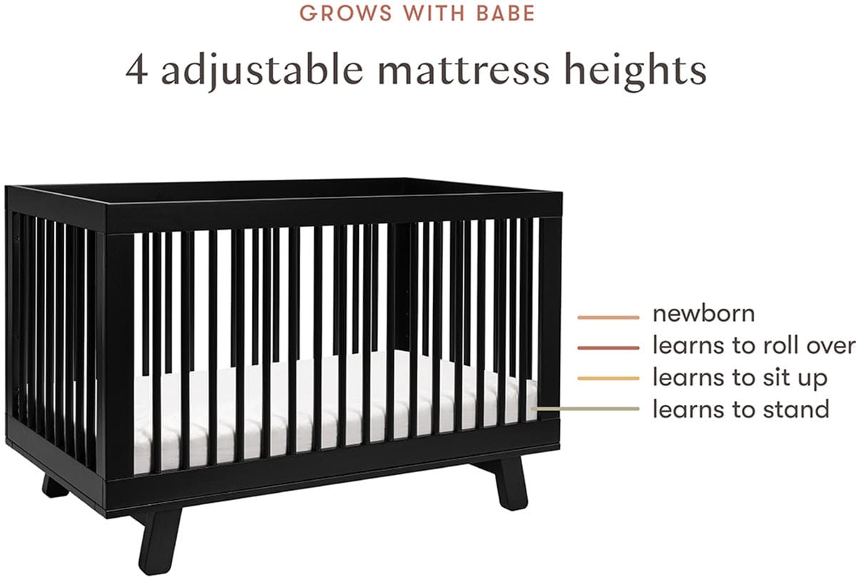 Babyletto Hudson 3-in-1 Convertible Crib with Toddler Bed Conversion Kit - Black - M4201B