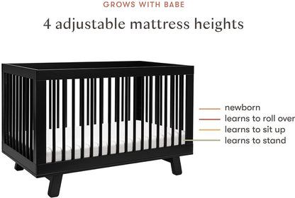 Babyletto Hudson 3-in-1 Convertible Crib with Toddler Bed Conversion Kit - Black - M4201B