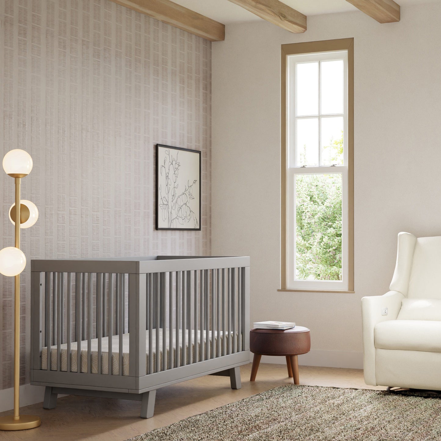 Babyletto Hudson 3-in-1 Convertible Crib with Toddler Bed Conversion Kit - Grey - M4201G
