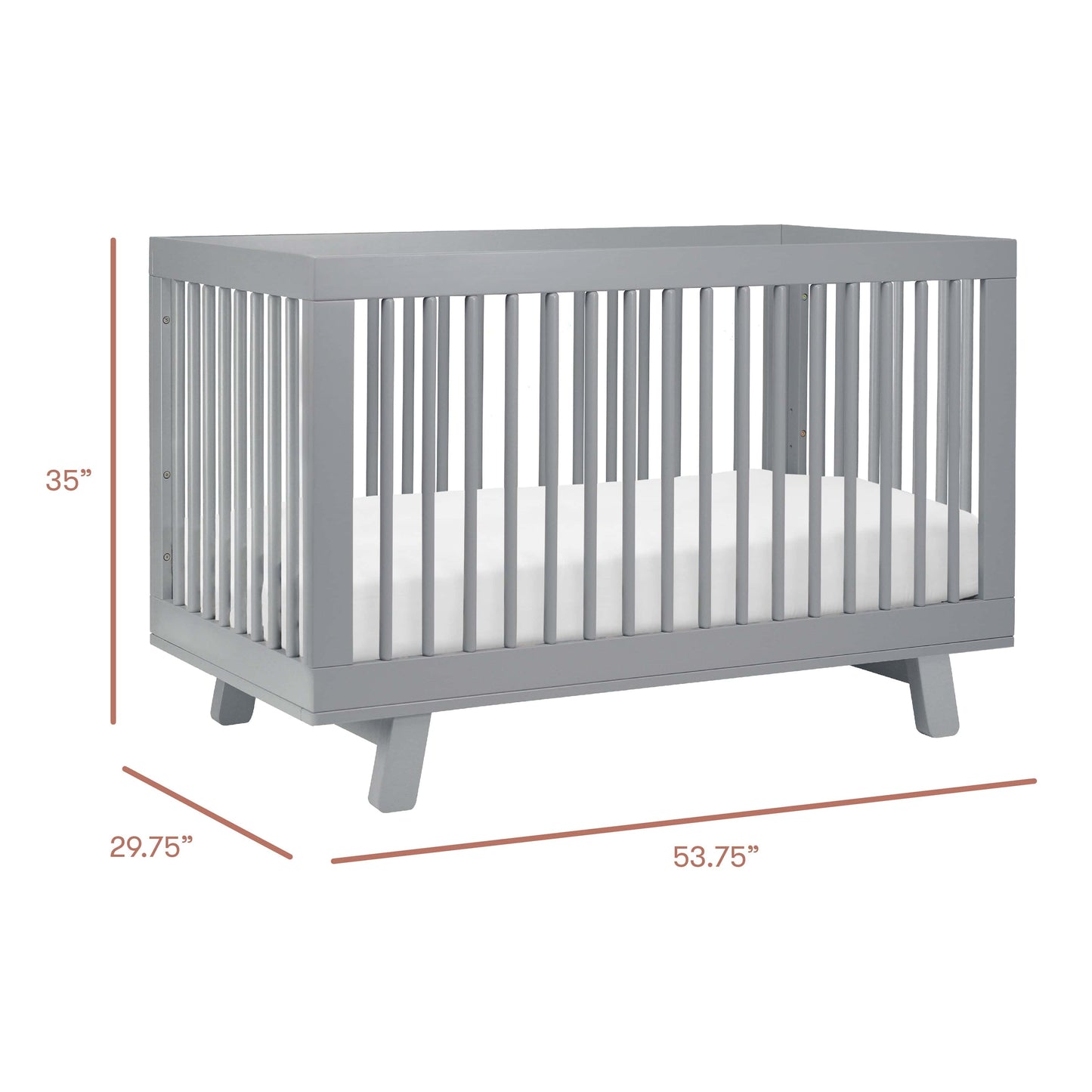 Babyletto Hudson 3-in-1 Convertible Crib with Toddler Bed Conversion Kit - Grey - M4201G