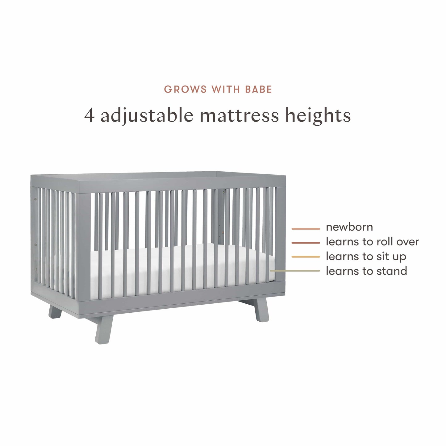 Babyletto Hudson 3-in-1 Convertible Crib with Toddler Bed Conversion Kit - Grey - M4201G