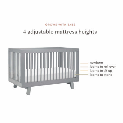 Babyletto Hudson 3-in-1 Convertible Crib with Toddler Bed Conversion Kit - Grey - M4201G