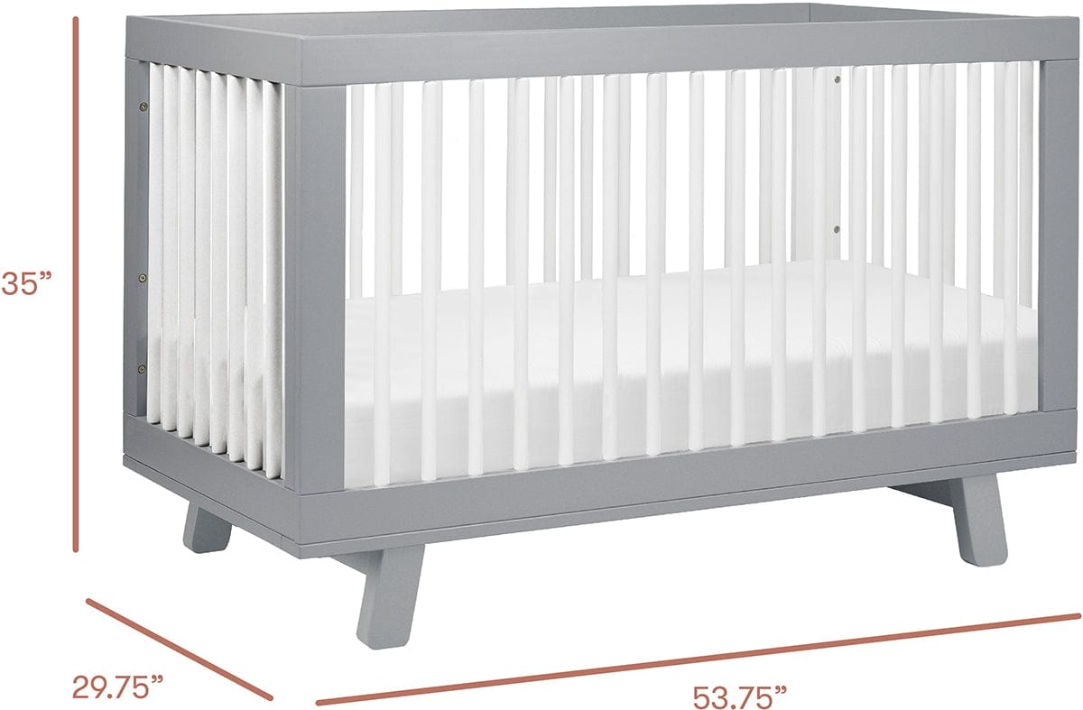 Babyletto Hudson 3-in-1 Convertible Crib with Toddler Bed Conversion Kit - Grey/White - M4201GW