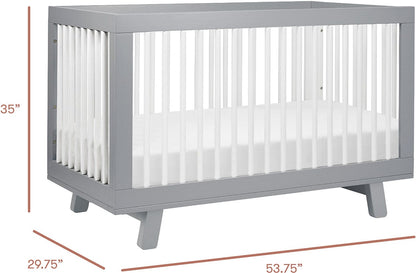 Babyletto Hudson 3-in-1 Convertible Crib with Toddler Bed Conversion Kit - Grey/White - M4201GW
