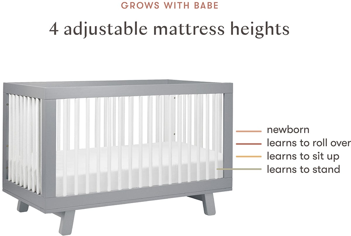 Babyletto Hudson 3-in-1 Convertible Crib with Toddler Bed Conversion Kit - Grey/White - M4201GW