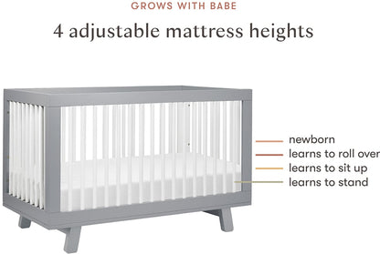 Babyletto Hudson 3-in-1 Convertible Crib with Toddler Bed Conversion Kit - Grey/White - M4201GW
