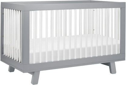 Babyletto Hudson 3-in-1 Convertible Crib with Toddler Bed Conversion Kit - Grey/White - M4201GW