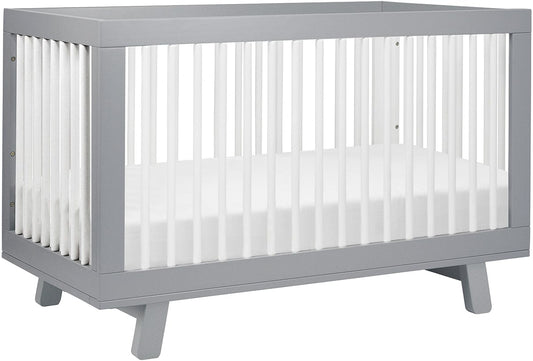 Babyletto Hudson 3-in-1 Convertible Crib with Toddler Bed Conversion Kit - Grey/White - M4201GW