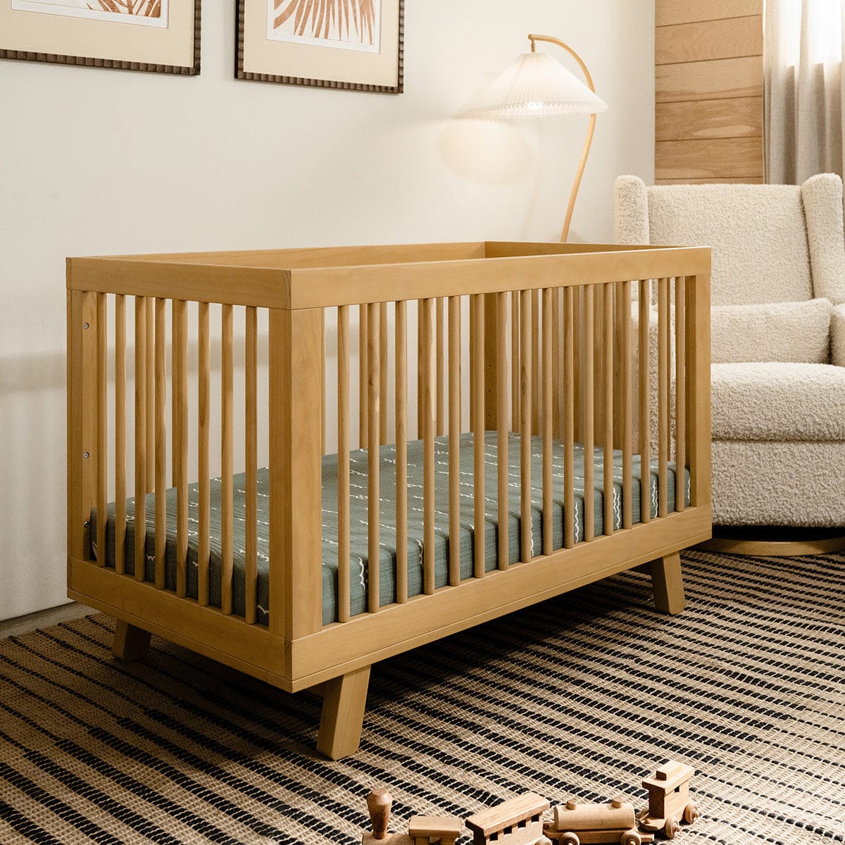 Babyletto Hudson 3-in-1 Convertible Crib with Toddler Bed Conversion Kit - Honey - M4201HY