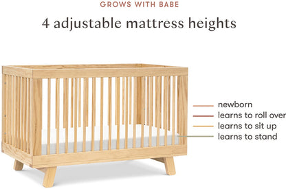 Babyletto Hudson 3-in-1 Convertible Crib with Toddler Bed Conversion Kit - Honey - M4201HY