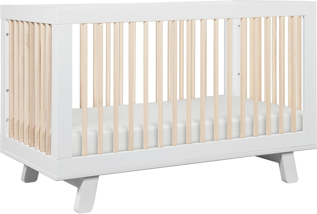 Babyletto Hudson 3-in-1 Convertible Crib with Toddler Bed Conversion Kit - White/Washed Natural - M4201WNX