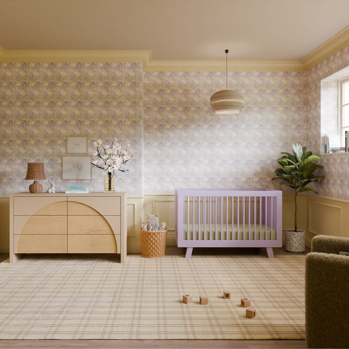 Babyletto Hudson 3-in-1 Convertible Crib with Toddler Bed Conversion Kit - Lilac