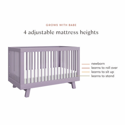 Babyletto Hudson 3-in-1 Convertible Crib with Toddler Bed Conversion Kit - Lilac