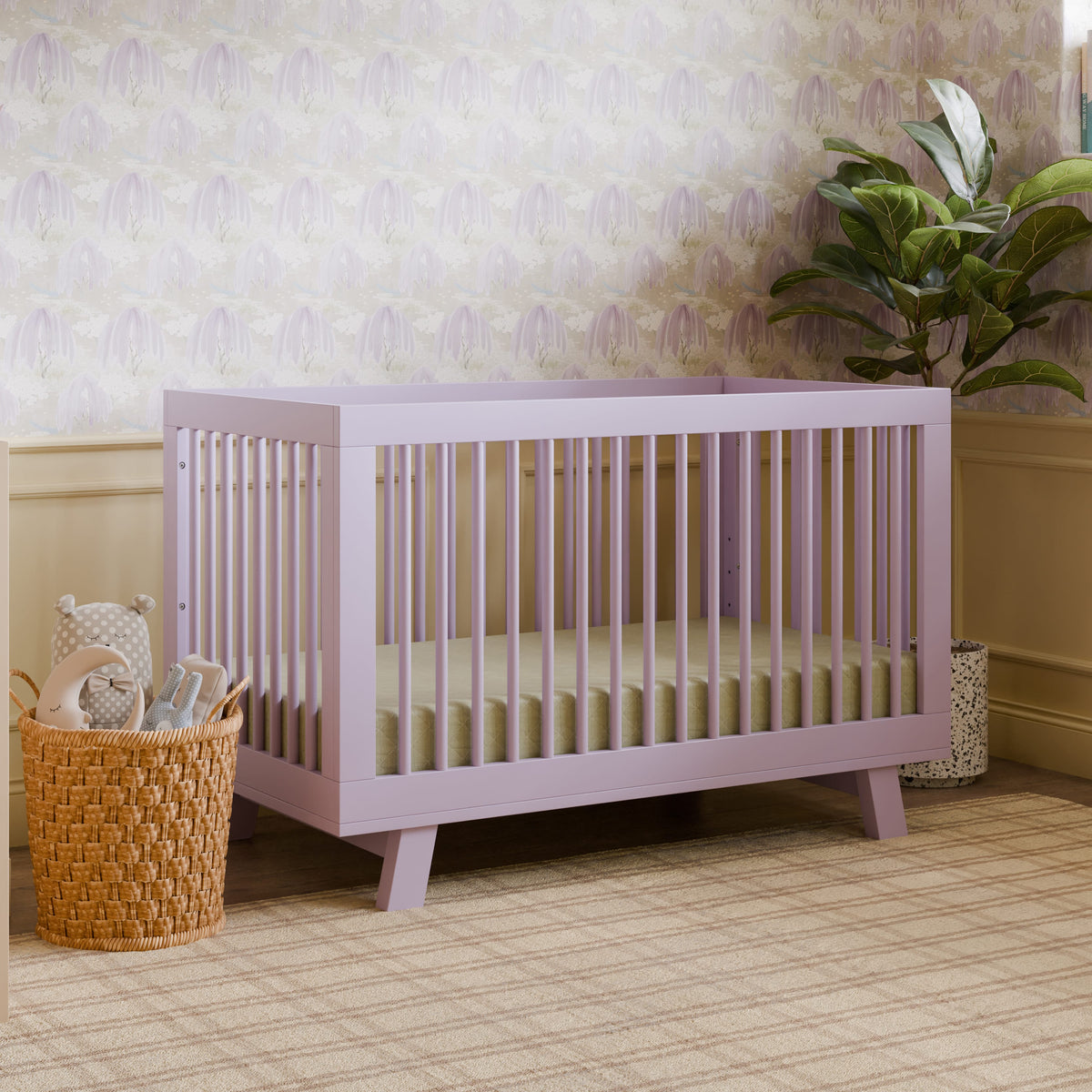 Babyletto Hudson 3-in-1 Convertible Crib with Toddler Bed Conversion Kit - Lilac