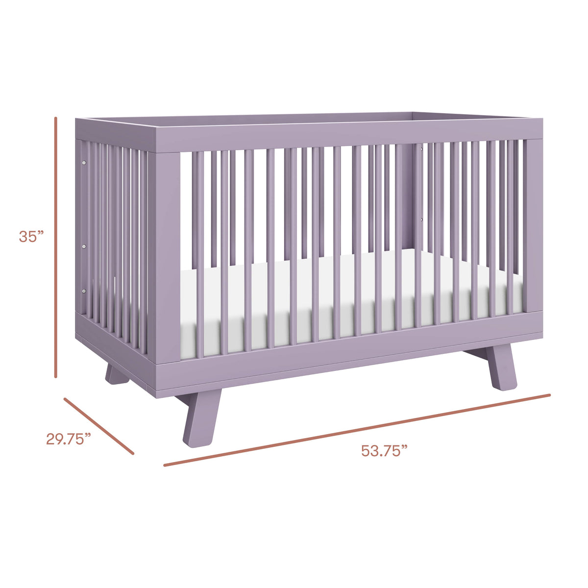 Babyletto Hudson 3-in-1 Convertible Crib with Toddler Bed Conversion Kit - Lilac