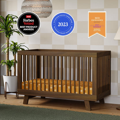 Babyletto Hudson 3-in-1 Convertible Crib with Toddler Bed Conversion Kit - Natural Walnut - M4201NL