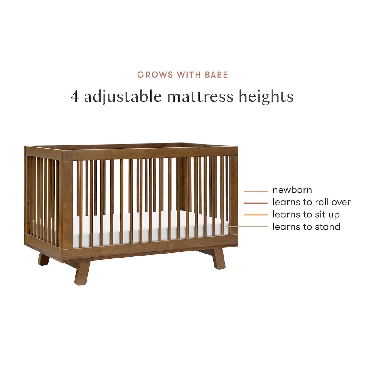 Babyletto Hudson 3-in-1 Convertible Crib with Toddler Bed Conversion Kit - Natural Walnut - M4201NL