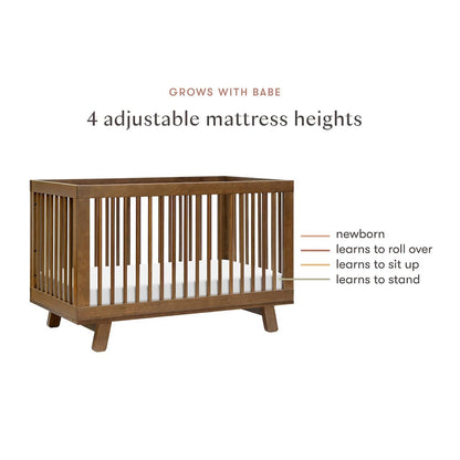 Babyletto Hudson 3-in-1 Convertible Crib with Toddler Bed Conversion Kit - Natural Walnut - M4201NL