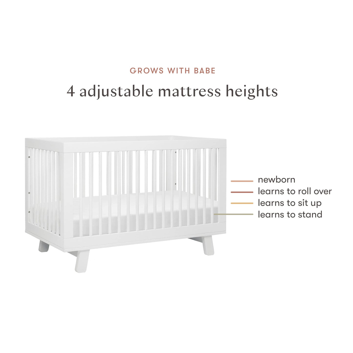 Babyletto Hudson 3-in-1 Convertible Crib with Toddler Bed Conversion Kit - White - M4201W