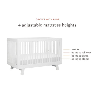 Babyletto Hudson 3-in-1 Convertible Crib with Toddler Bed Conversion Kit - White - M4201W