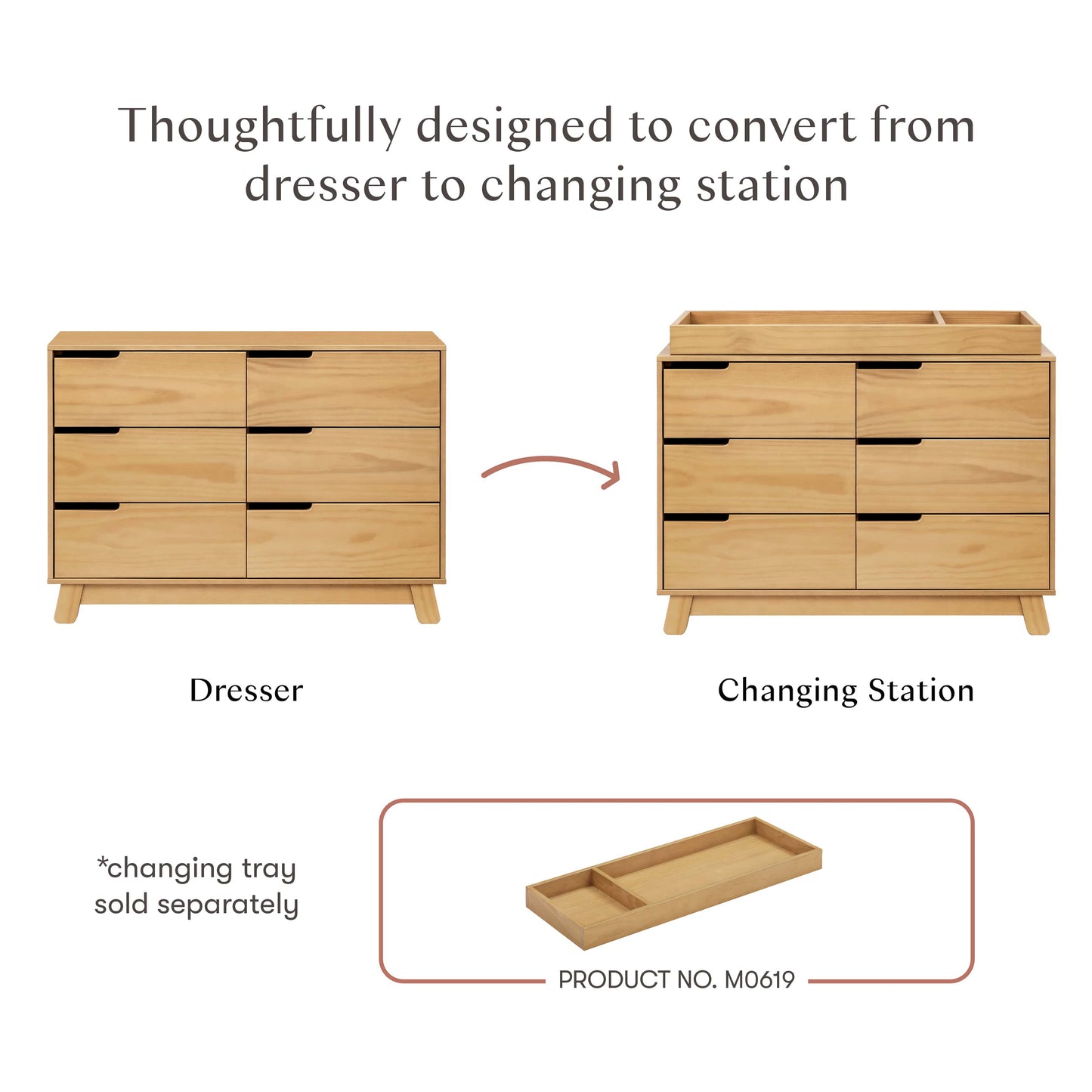 Babyletto Hudson 6-Drawer Assembled Double Dresser - Honey - M4216HY