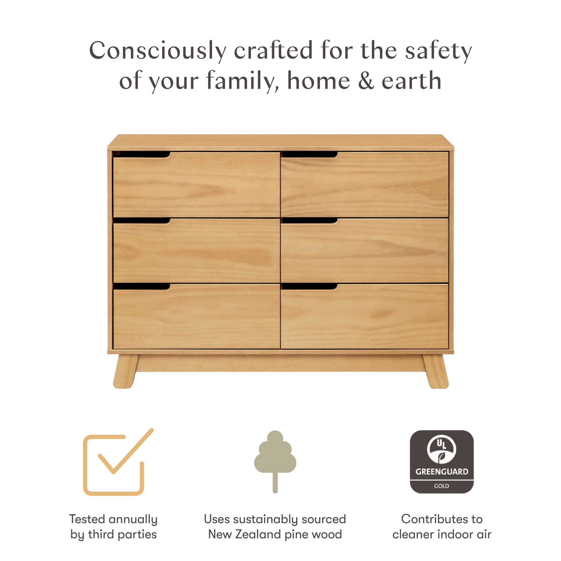 Babyletto Hudson 6-Drawer Assembled Double Dresser - Honey - M4216HY