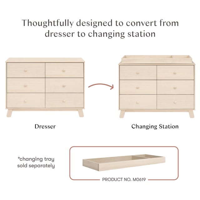 Babyletto Hudson Modern 6-Drawer Assembled Double Dresser - Washed Natural - M32526NX