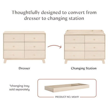 Babyletto Hudson Modern 6-Drawer Assembled Double Dresser - Washed Natural - M32526NX