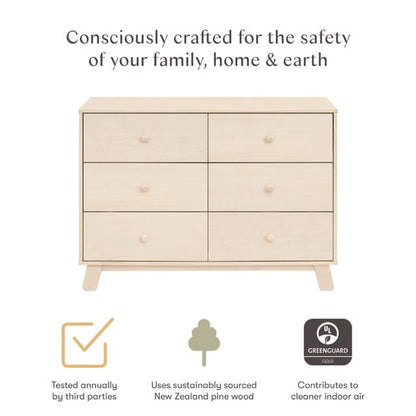 Babyletto Hudson Modern 6-Drawer Assembled Double Dresser - Washed Natural - M32526NX