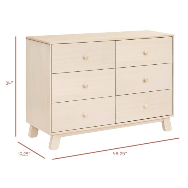 Babyletto Hudson Modern 6-Drawer Assembled Double Dresser - Washed Natural - M32526NX