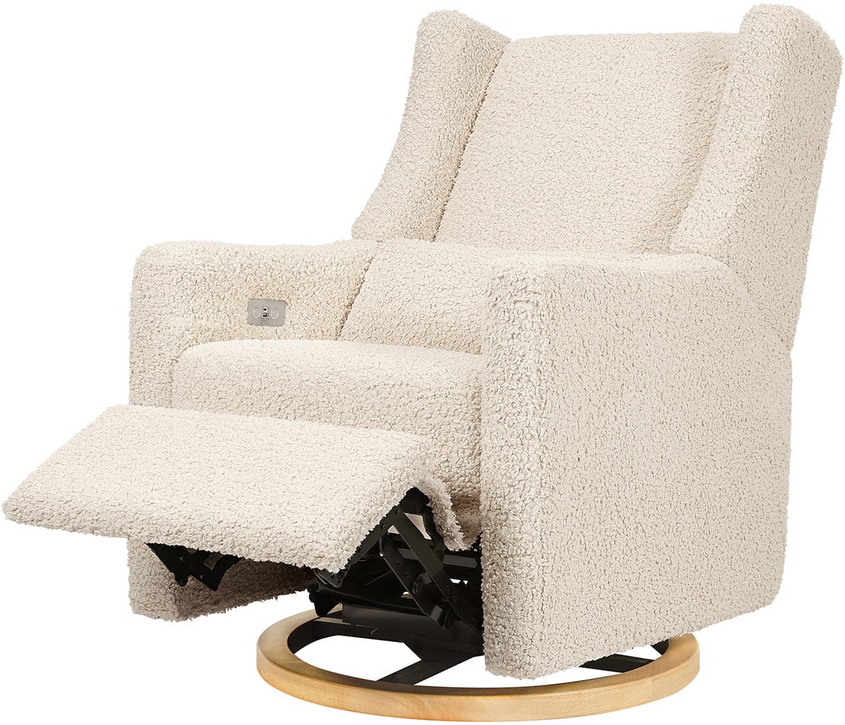 Babyletto Kiwi Electronic Glider Recliner w/ USB - Almond Teddy Loop w/Light Wood Base - M11288ATLB