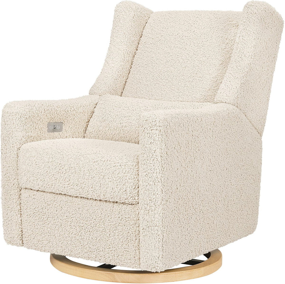 Babyletto Kiwi Electronic Glider Recliner w/ USB - Almond Teddy Loop w/Light Wood Base - M11288ATLB