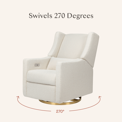 Babyletto Kiwi Electronic Glider Recliner w/ USB - Ivory Boucle w/ Gold Base - M11288WBG