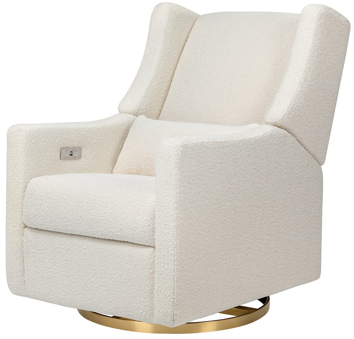 Babyletto Kiwi Electronic Glider Recliner w/ USB - Ivory Boucle w/ Gold Base - M11288WBG