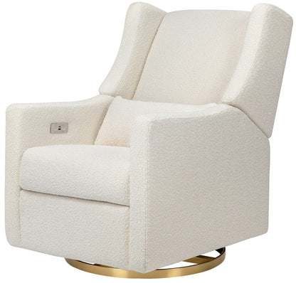 Babyletto Kiwi Electronic Glider Recliner w/ USB - Ivory Boucle w/ Gold Base - M11288WBG